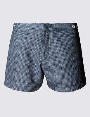 Quick Dry Tailored Fit Puppytooth Print Swim Shorts